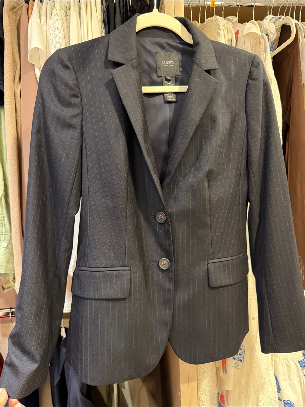 J. Crew Navy Pinstripe Tailored Blazer